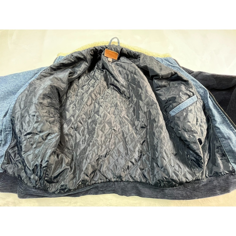 ASOS Mens S Jacket Blue Denim Patch Corduroy‎ Deep Pile Fleece Collar Lined - Picture 10 of 10